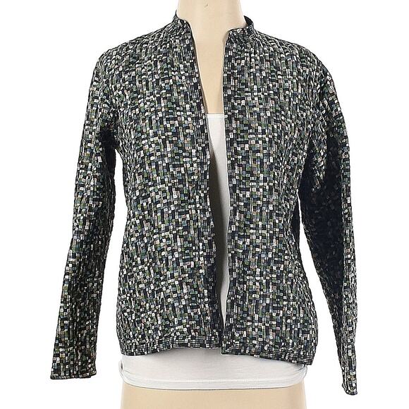 Kate Hill Petites Multicolor 100% Silk Quilted Open Front Jacket Size PS - Picture 1 of 3
